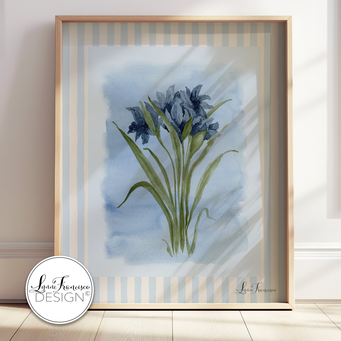Watercolor Blue Floral Fine Art Print 2621BBS