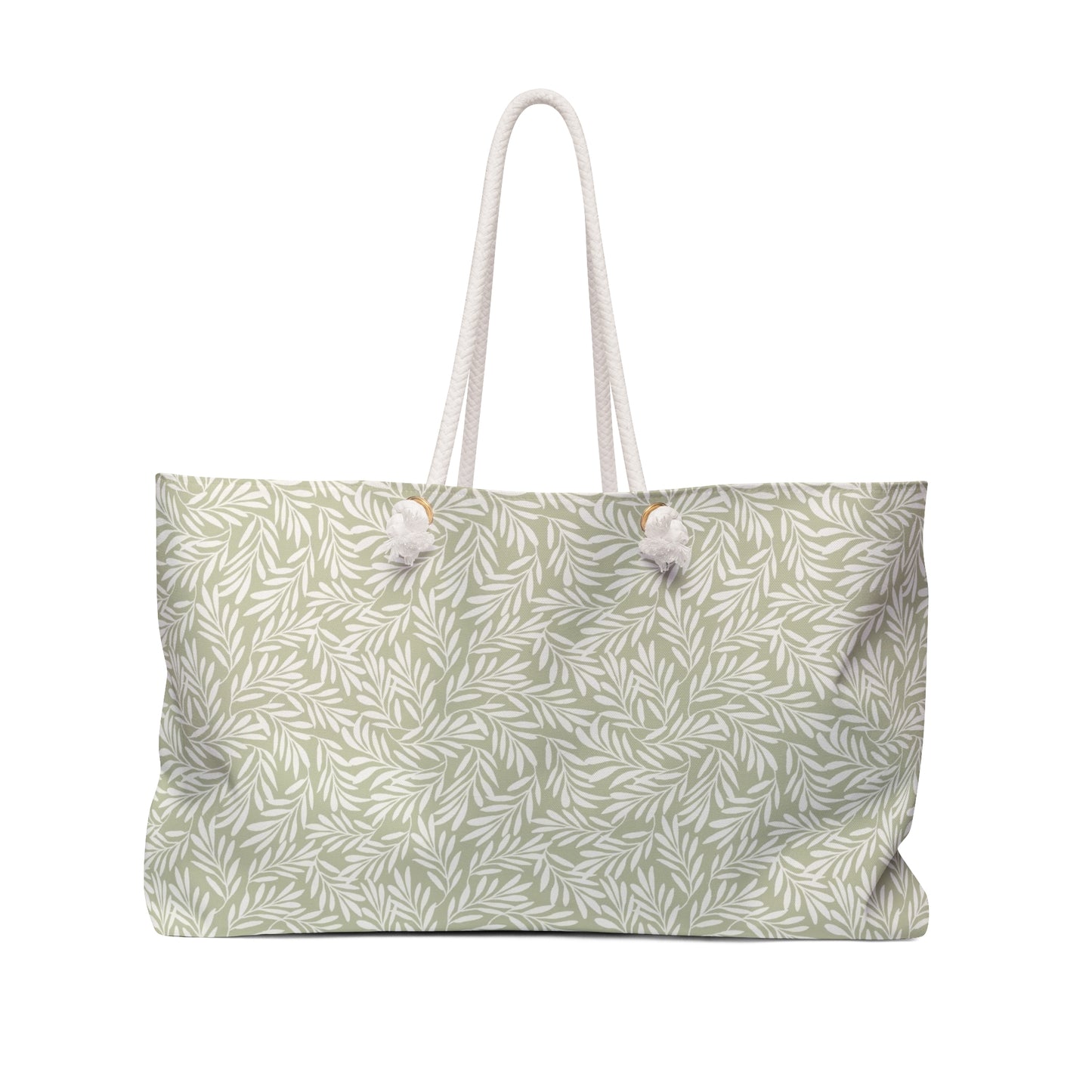 Lt Green & Cream Leaves Large Tote Bag #LTGLF