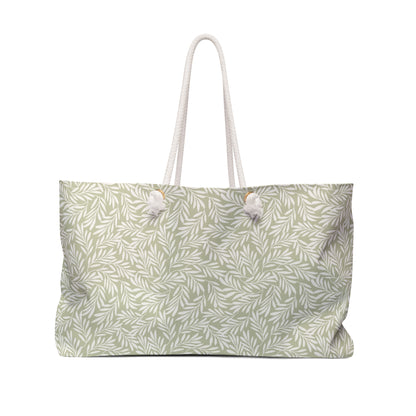 Lt Green & Cream Leaves Large Tote Bag #LTGLF