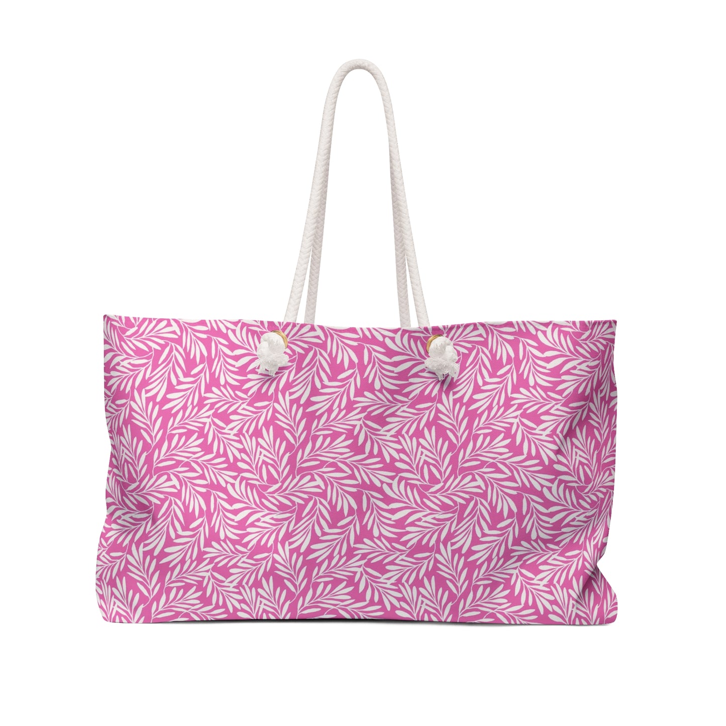 Bright Pink & Cream Leaves Large Tote Bag #BRPLF
