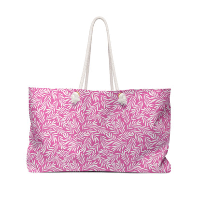 Bright Pink & Cream Leaves Large Tote Bag #BRPLF
