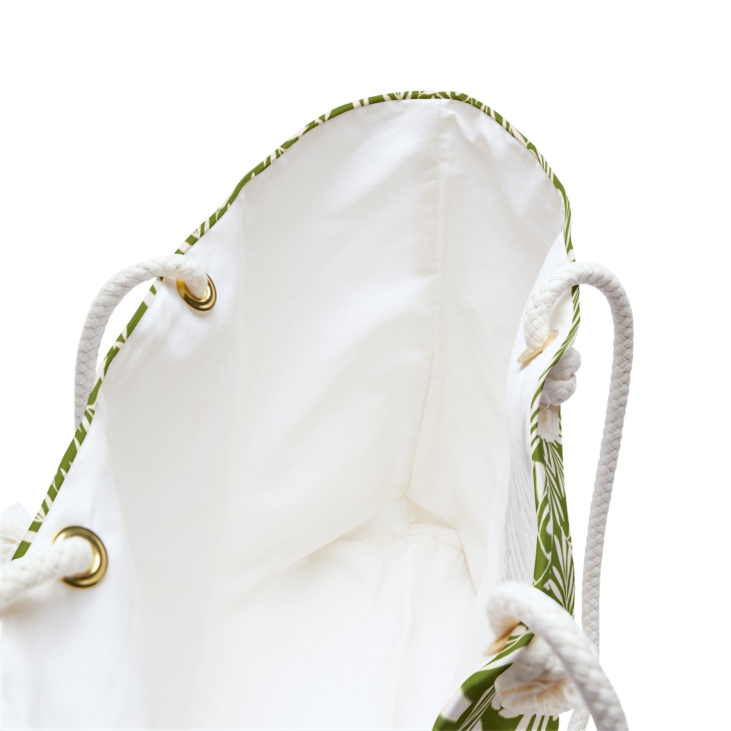 Bright Green & Cream Leaves Large Tote Bag #BRGRLF