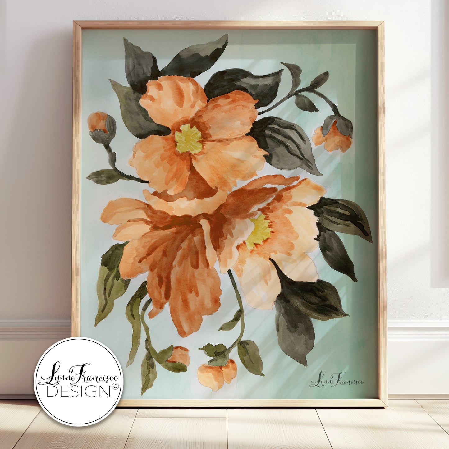 Watercolor Orange Floral Fine Art Print 2502OAN