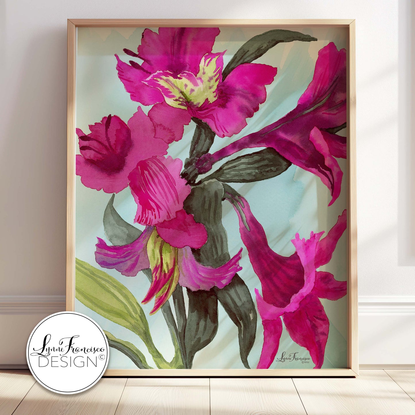 Fuchsia Orchid Watercolor Floral Fine Art Print #2505PA