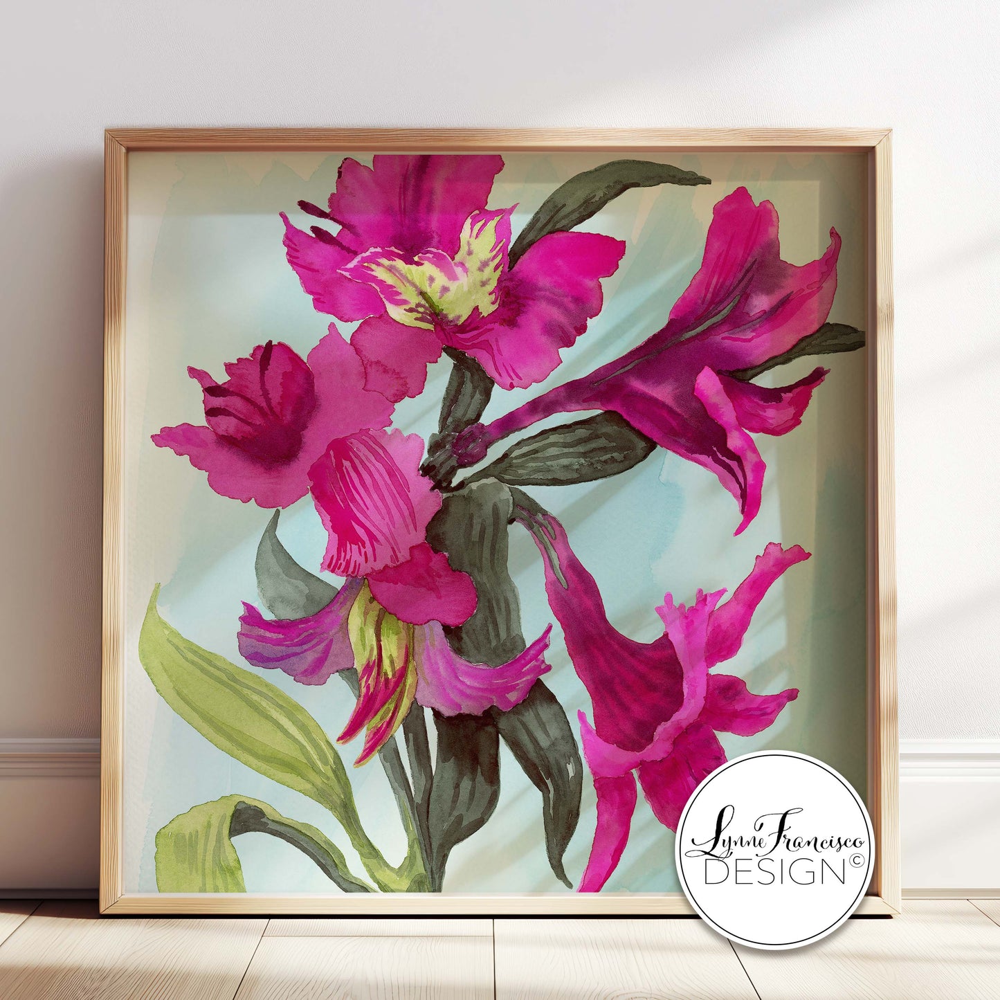 Fuchsia Orchid Watercolor Floral Fine Art Print #2505PA
