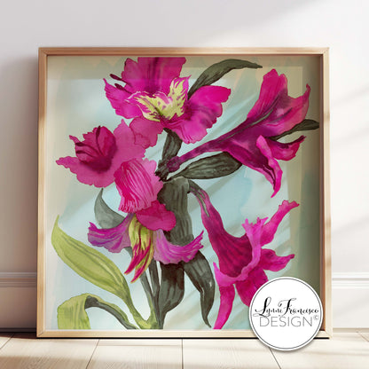 Fuchsia Orchid Watercolor Floral Fine Art Print #2505PA