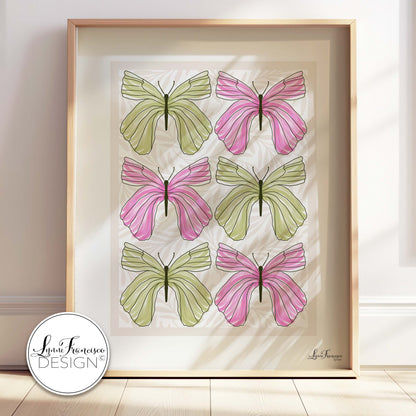 Pink & Green Butterfly Fine Art Print #2507PGC