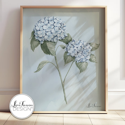 2 Watercolor Hydrangea Floral Fine Art Print 2602B