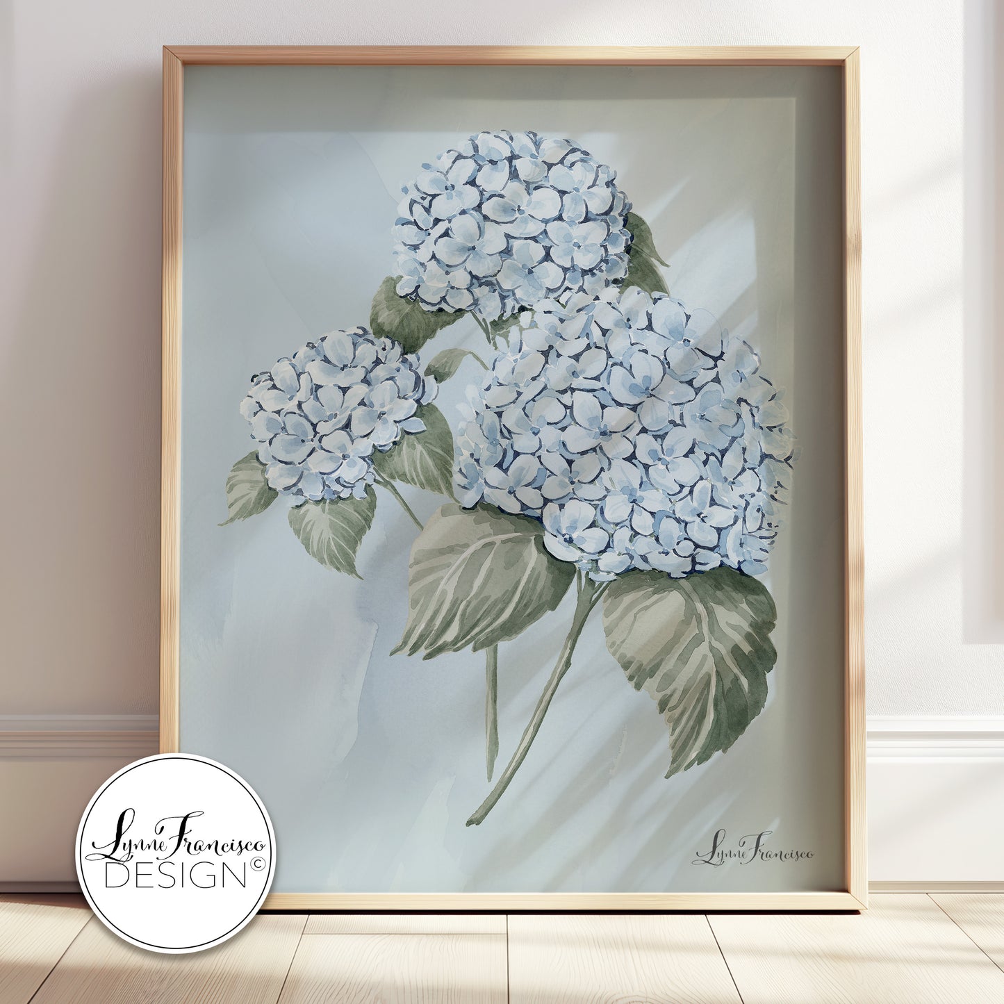 3 Watercolor Hydrangea Flowers Fine Art Print 2603B