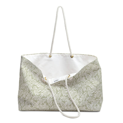 Lt Green & Cream Leaves Large Tote Bag #LTGLF