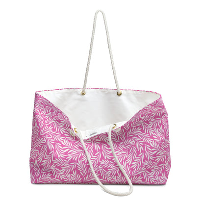 Bright Pink & Cream Leaves Large Tote Bag #BRPLF